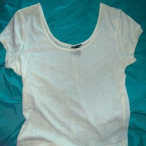 White lightly ribbed crop top